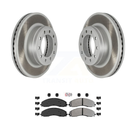 Front Coated Disc Brake Rotor Semi-Metallic Pad Kit For Ford F-450 Super Duty F-550 F-600 KGA-100269