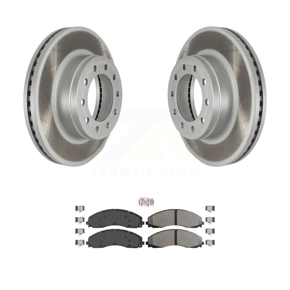 Front Coated Disc Brake Rotor Semi-Metallic Pad Kit For Ford F-450 Super Duty F-550 F-600 KGA-100270