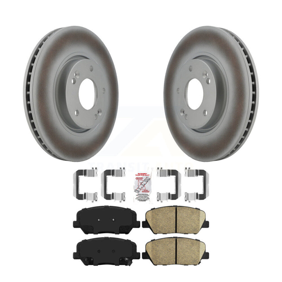 Front Coated Disc Brake Rotor Ceramic Pad Kit For 2013-2015 Hyundai Veloster Turbocharged KGA-100472