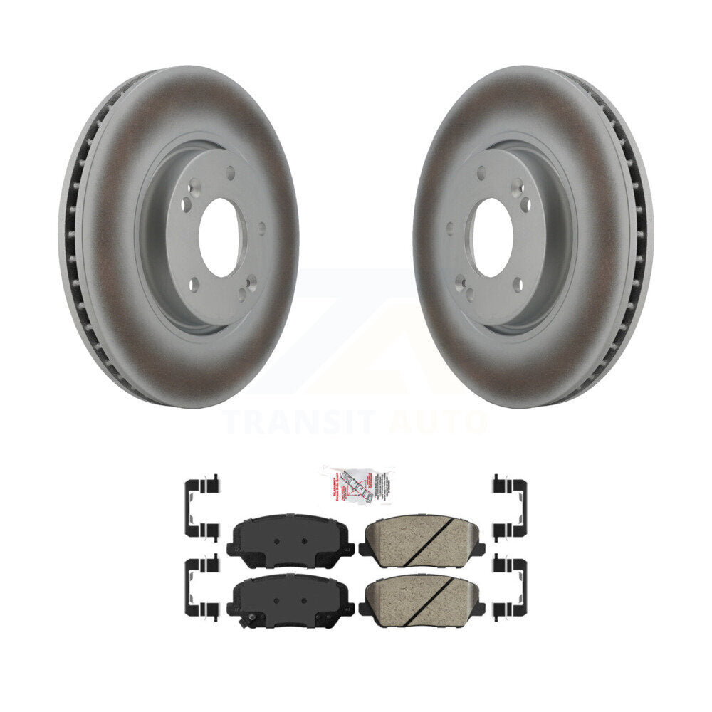 Front Coated Disc Brake Rotors And Ceramic Pads Kit For Kia Forte Forte5 Koup KGA-100475