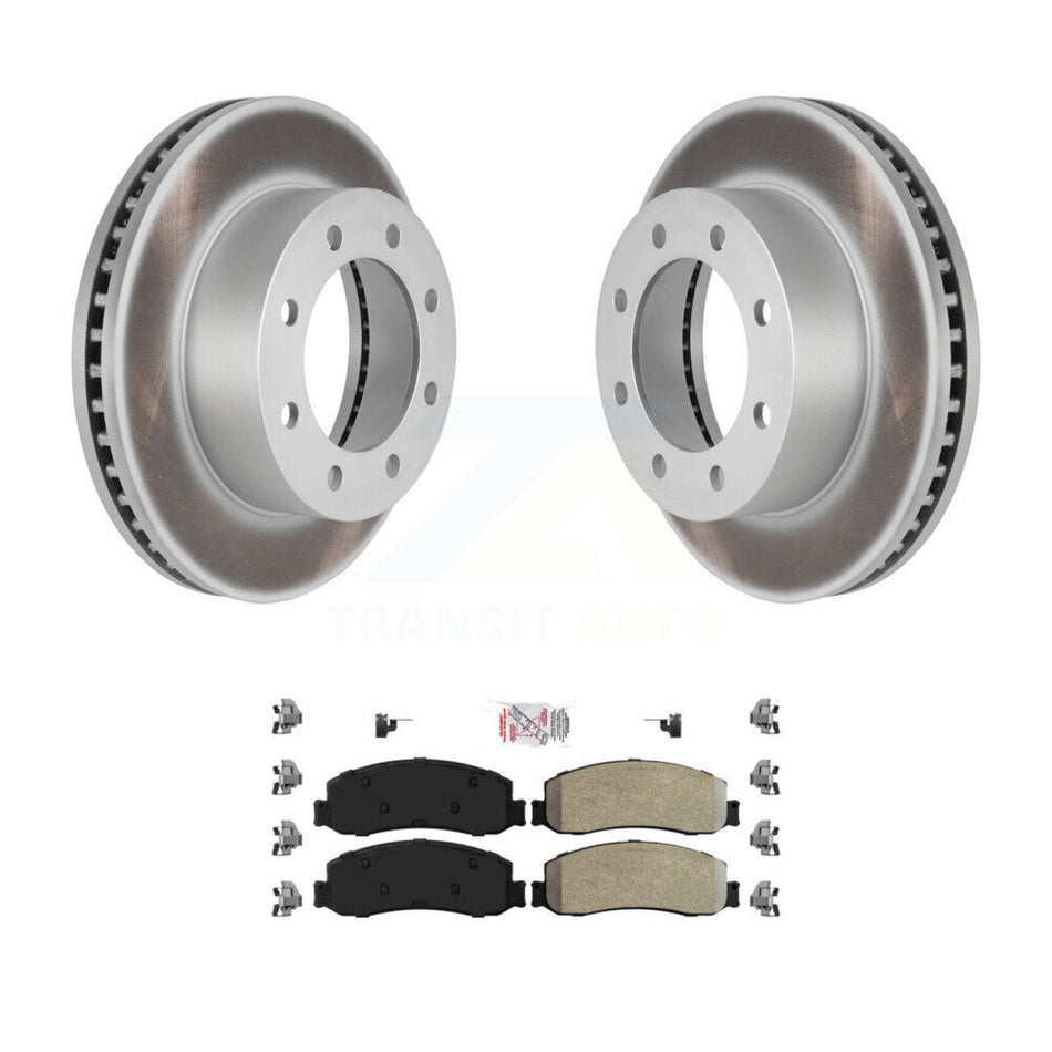 Front Coated Disc Brake Rotor & Semi-Metallic Pad Kit For Ford F-250 Super Duty F-350 4WD KGA-100558
