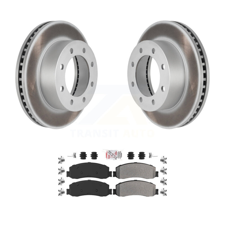 Front Coated Disc Brake Rotor & Semi-Metallic Pad Kit For Ford F-250 Super Duty F-350 4WD KGA-100559