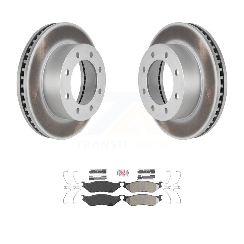 Front Coat Brake Rotors Semi-Metallic Pad Kit For Ford F-450 Super Duty With 8 Lug Wheels KGA-100561
