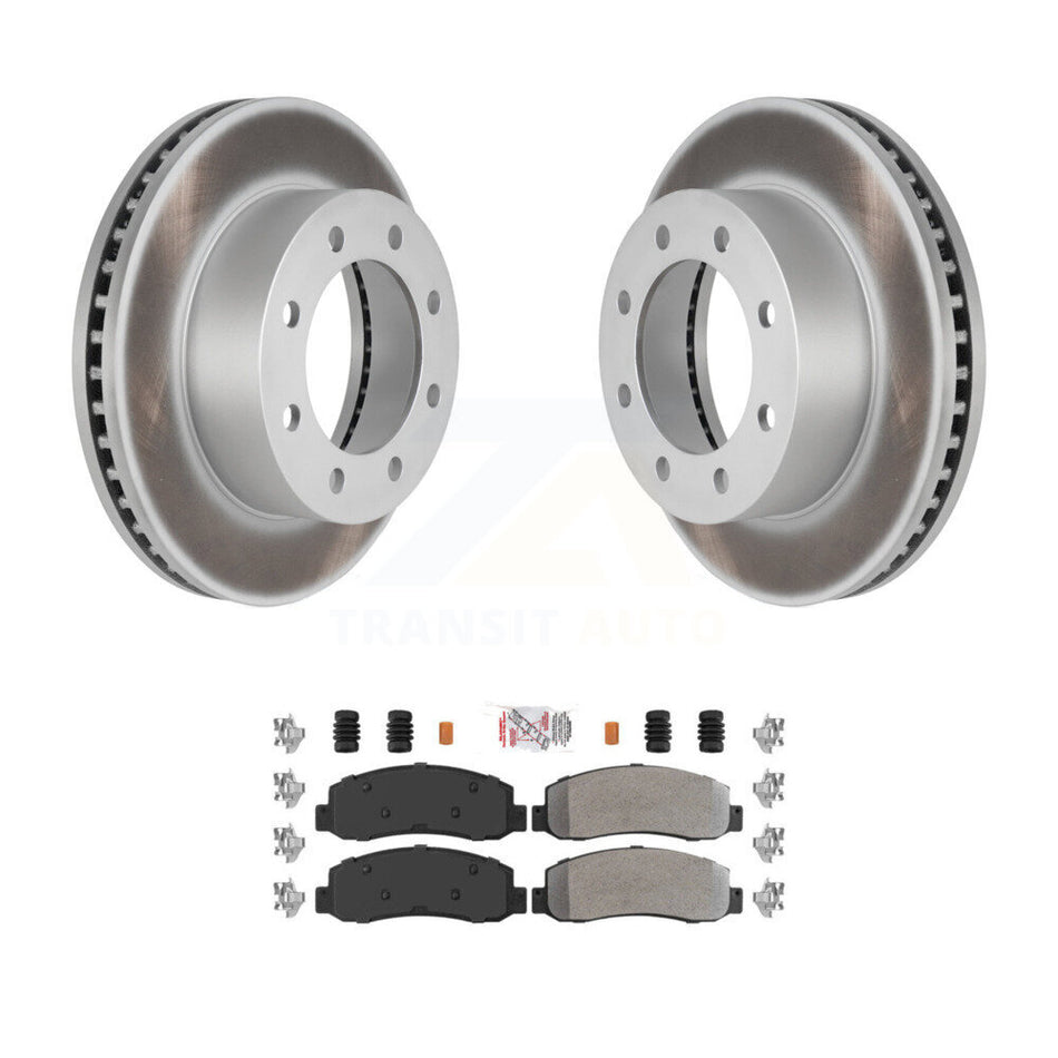 Front Coated Disc Brake Rotors And Semi-Metallic Pads Kit For Ford F-250 Super Duty F-350 KGA-100565