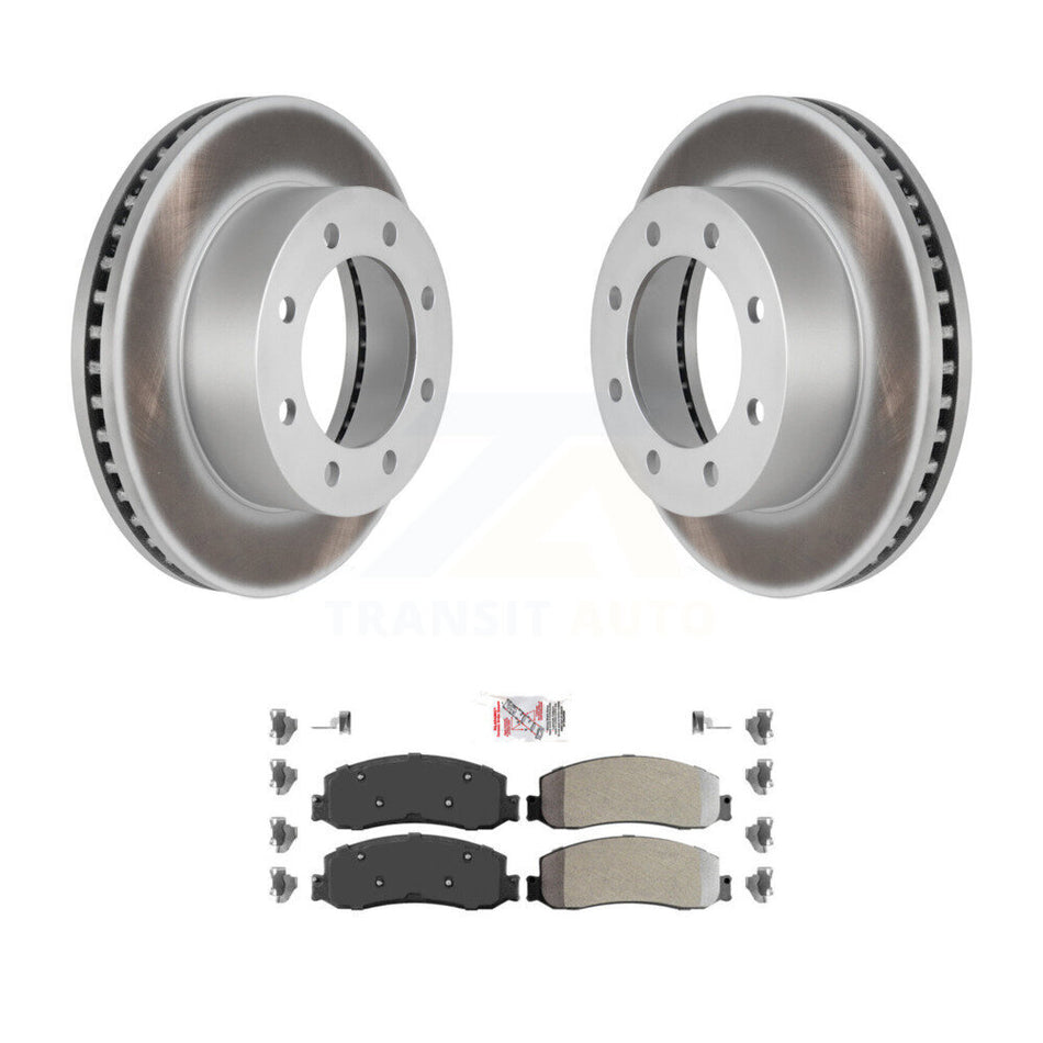 Front Coated Disc Brake Rotor & Semi-Metallic Pad Kit For Ford F-350 Super Duty F-250 4WD KGA-100566