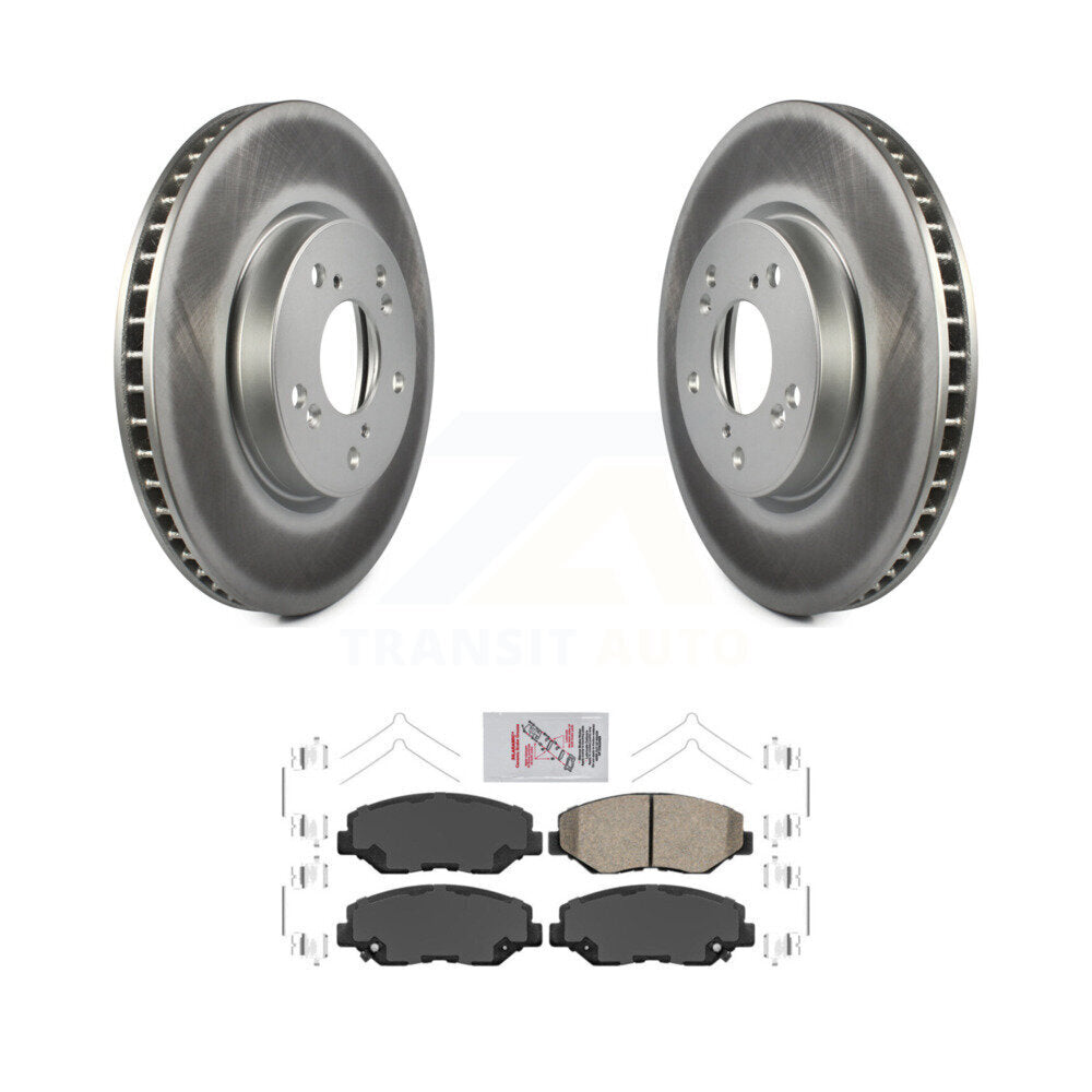 Front Coated Brake Rotor Ceramic Pad Kit For 2015 Honda Civic EX with Manual transmission KGA-100777