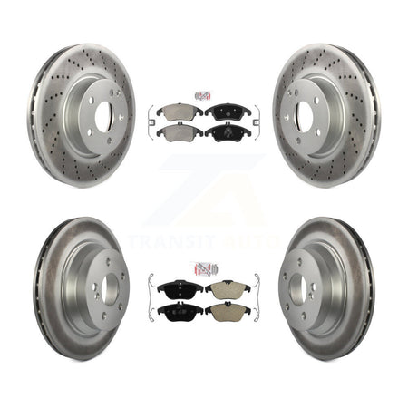 Front Rear Semi-Metallic Pads And Coated Disc Brake Rotors Kit For Mercedes-Benz E400 KGA-101065