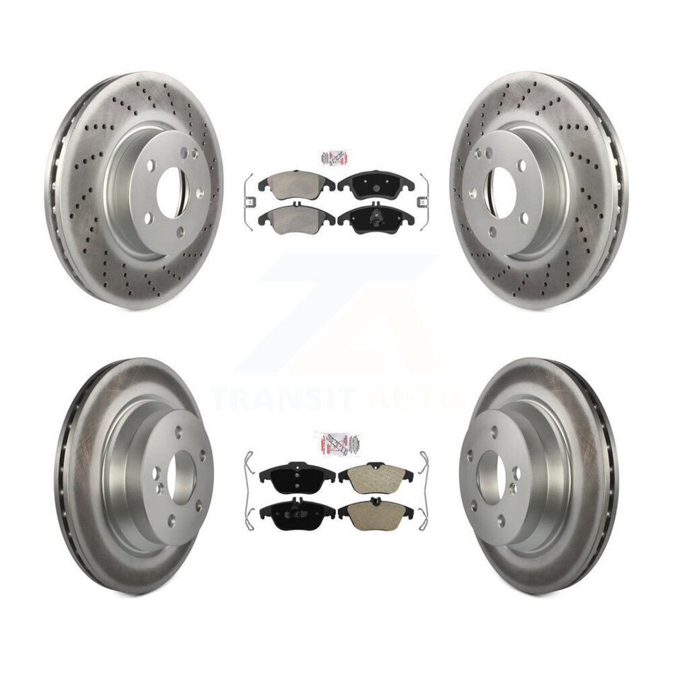 Front Rear Semi-Metallic Pads And Coated Disc Brake Rotors Kit For Mercedes-Benz E400 KGA-101065
