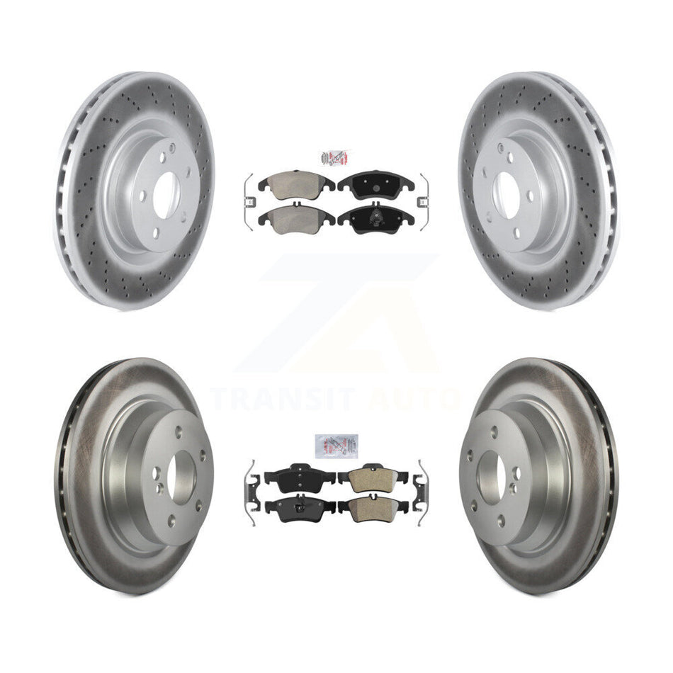 Front Rear Semi-Metallic Pads And Coated Disc Brake Rotors Kit For Mercedes-Benz E400 KGA-101068