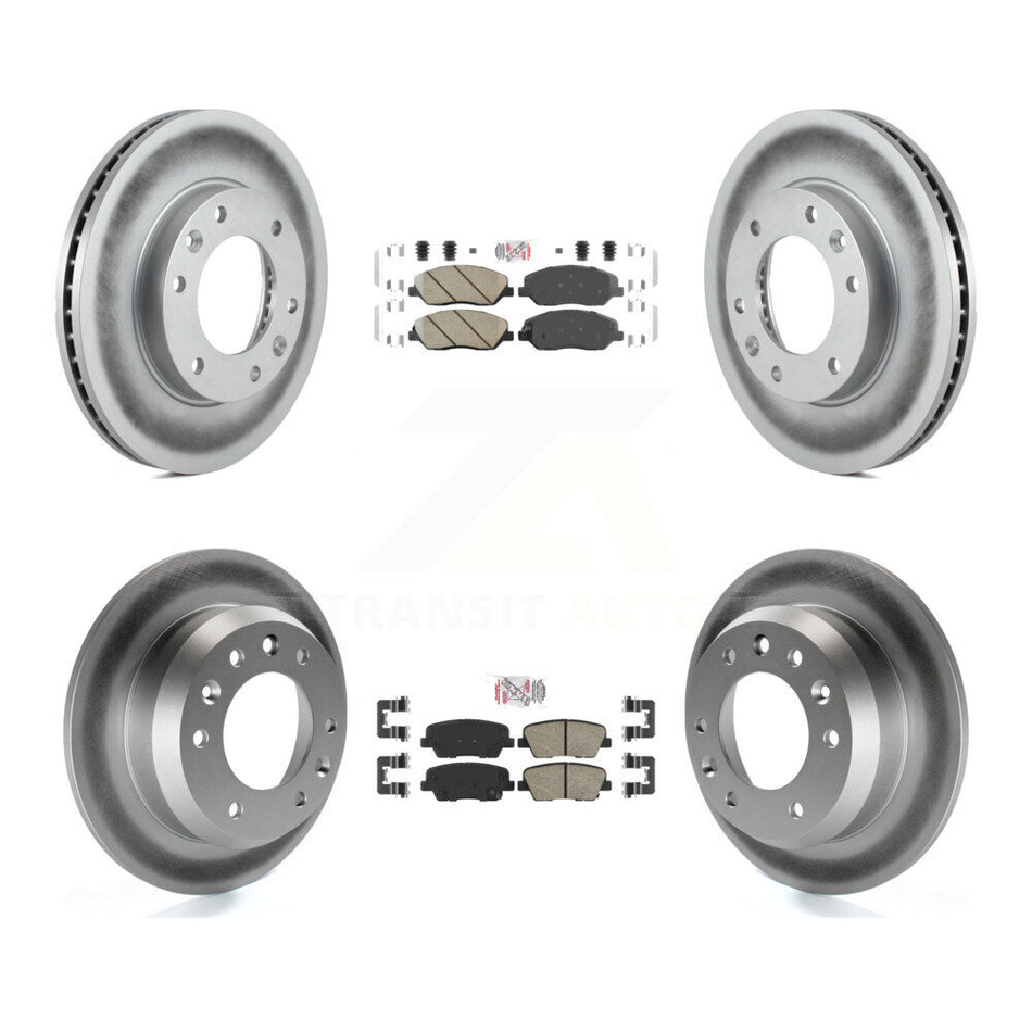 Front Rear Ceramic Pads And Coated Disc Brake Rotors Kit For Kia Sedona Hyundai Entourage KGA-101086
