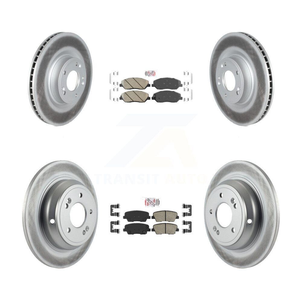 Front Rear Ceramic Pads And Coated Disc Brake Rotors Kit For Hyundai Genesis 3.8L KGA-101114