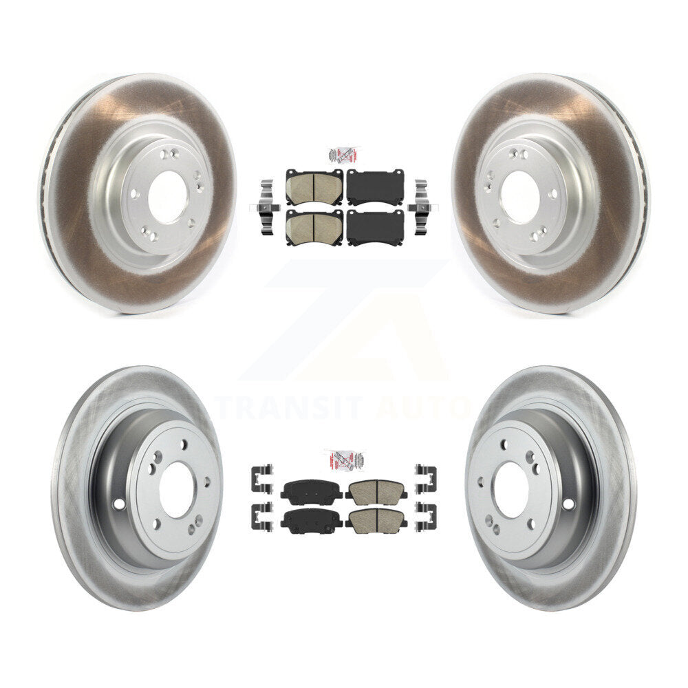 Front Rear Ceramic Pads And Coated Disc Brake Rotors Kit For Hyundai Genesis 4.6L KGA-101115