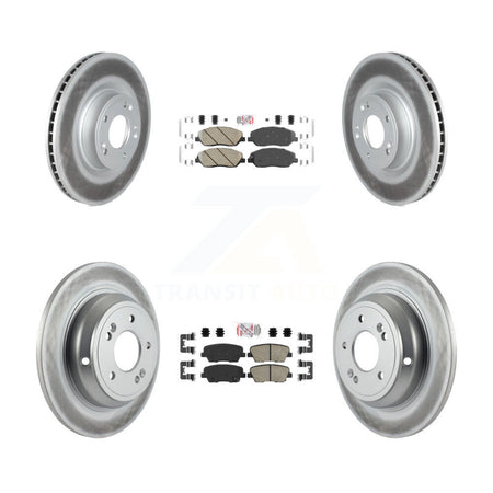 Front Rear Ceramic Pads And Coated Disc Brake Rotors Kit For Hyundai Genesis 3.8L KGA-101116