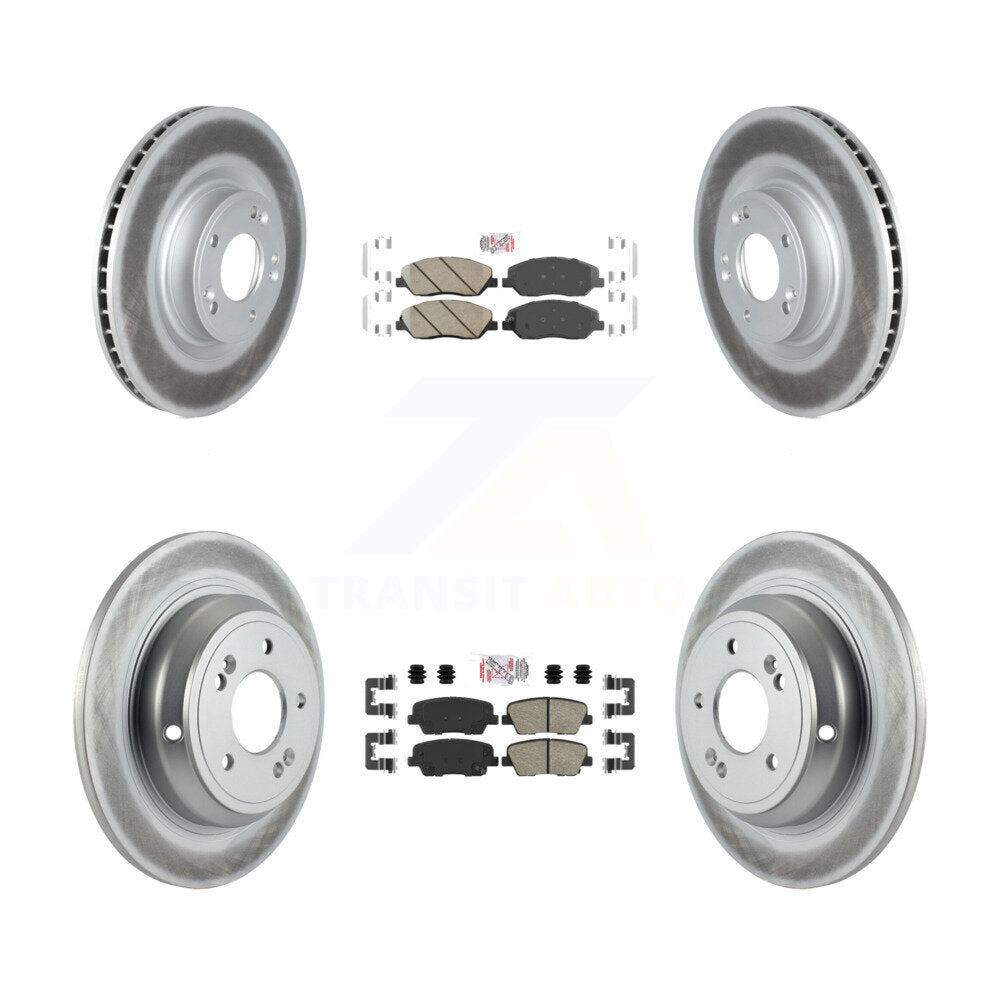 Front Rear Ceramic Pads And Coated Disc Brake Rotors Kit For Hyundai Genesis 3.8L KGA-101117