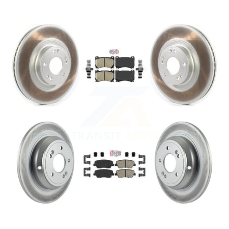 Front Rear Ceramic Pads And Coated Disc Brake Rotors Kit For Hyundai Genesis 4.6L KGA-101118