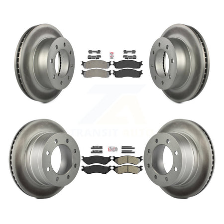 Front Rear Semi-Metallic Pad And Coated Disc Brake Rotor Kit For Dodge Ram 1500 3500 2500 KGA-101162
