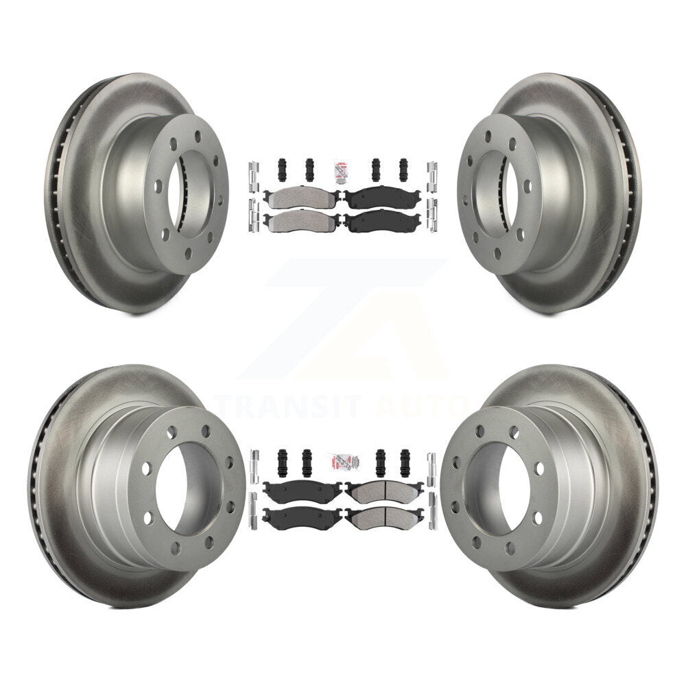 Front Rear Semi-Metallic Pad And Coated Disc Brake Rotor Kit For Dodge Ram 1500 3500 2500 KGA-101165