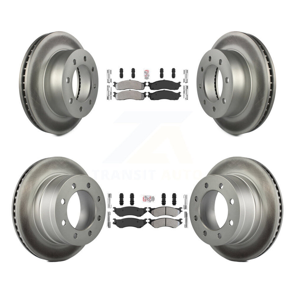 Front Rear Semi-Metallic Pad And Coated Disc Brake Rotor Kit For Dodge Ram 1500 3500 2500 KGA-101165