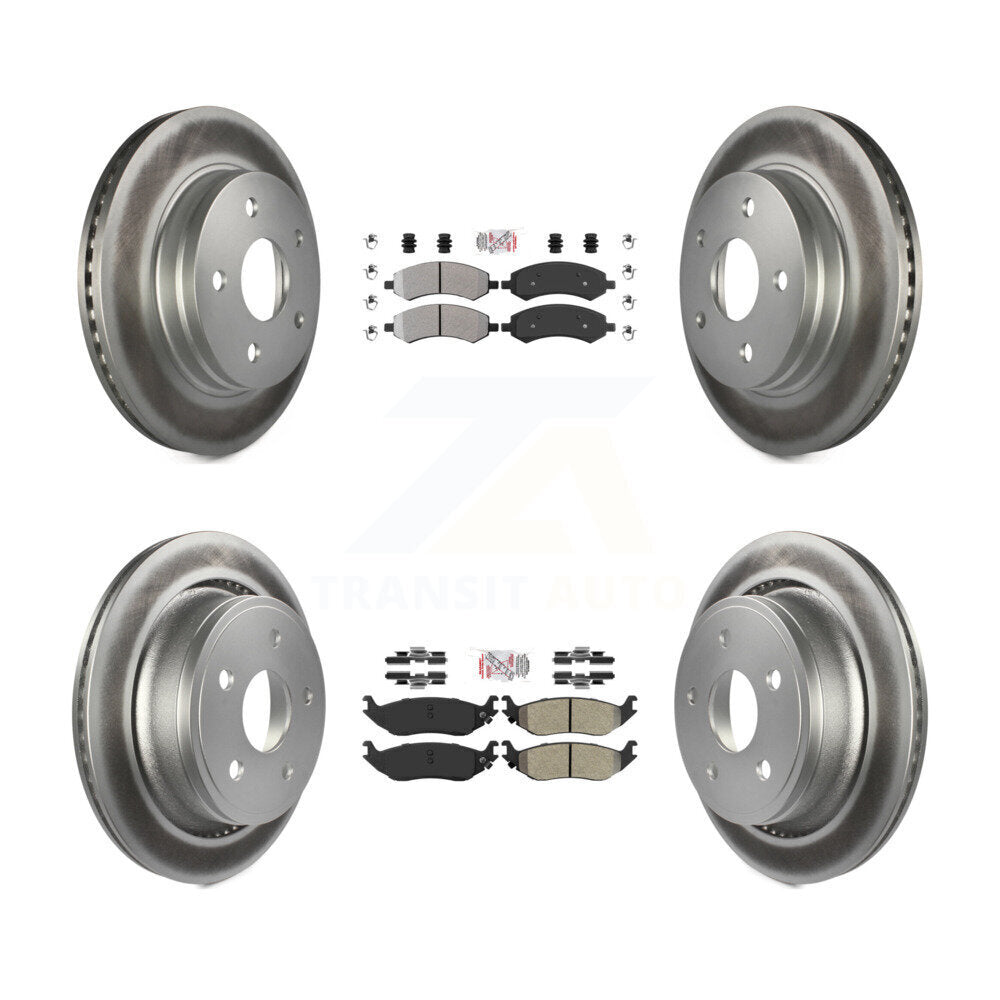 Front Rear Semi-Metallic Pad & Coated Brake Rotor Kit For Ram 1500 Classic Dodge Chrysler KGA-101176