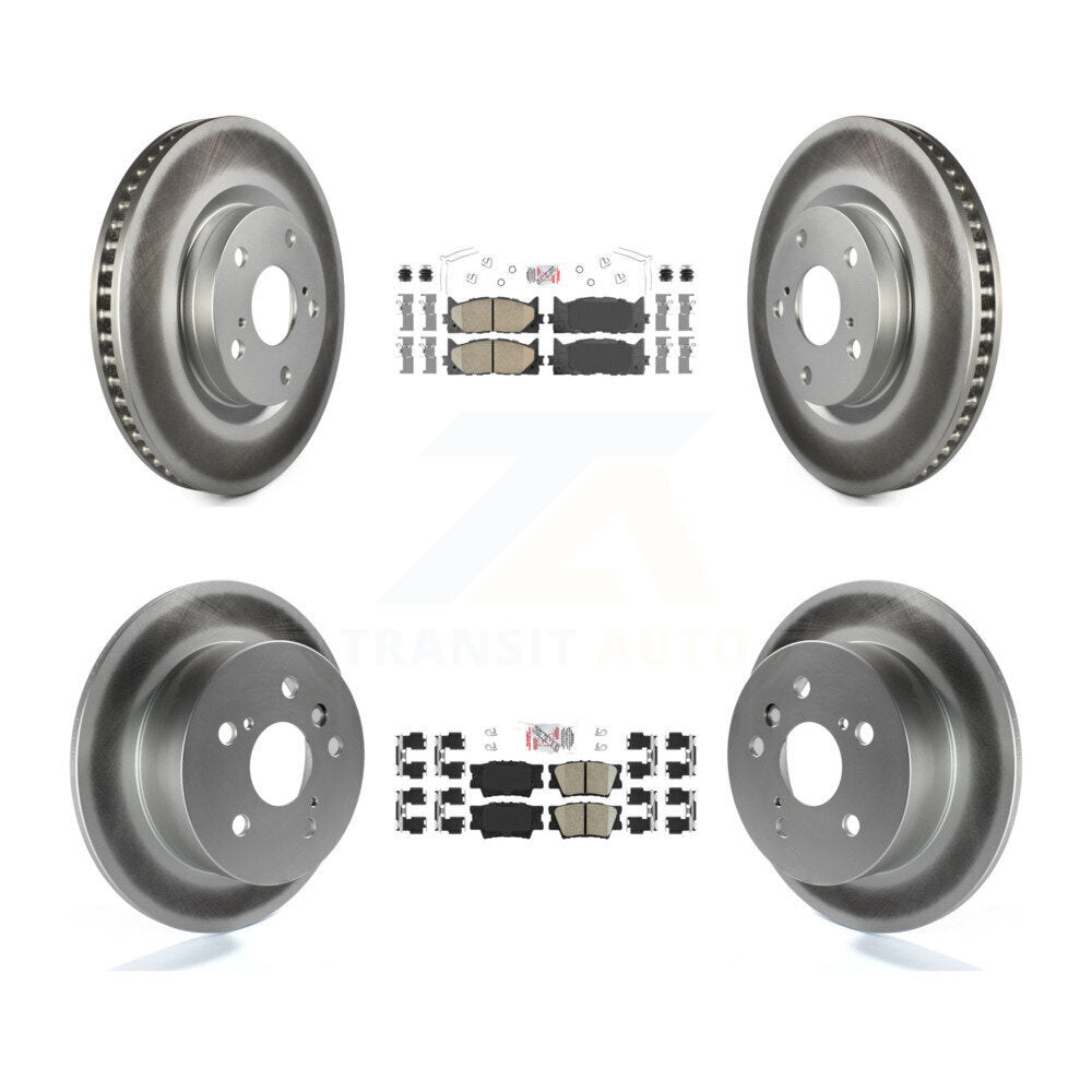 Front Rear Ceramic Pad & Coated Disc Brake Rotors Kit For Toyota Camry Lexus ES350 Avalon KGA-101179