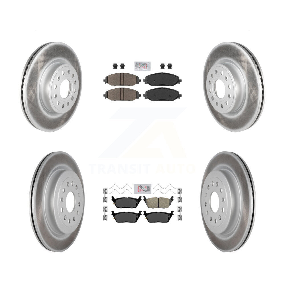 Front Semi-Metallic Rear Ceramic Pads And Coated Disc Brake Rotors Kit For Ram 1500 KGA-101250