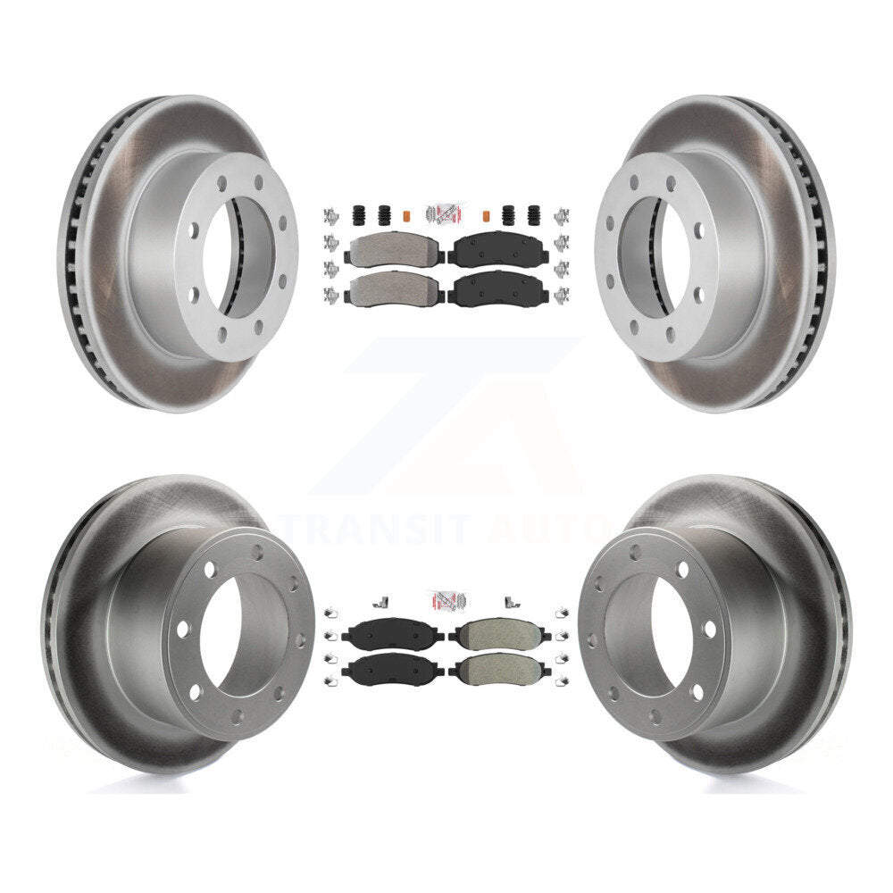 Front Rear Semi-Metallic Pad Coated Disc Brake Rotors Kit For Ford F-350 Super Duty F-250 KGA-101303