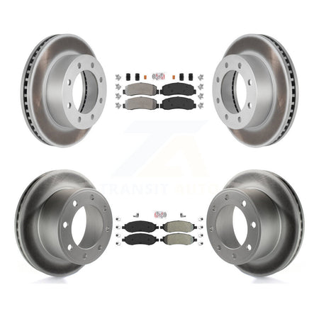 Front Rear Semi-Metallic Pad Coated Disc Brake Rotors Kit For Ford F-350 Super Duty F-250 KGA-101303