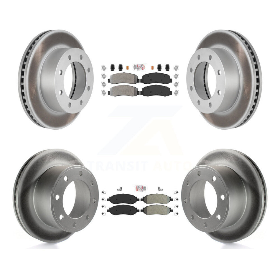 Front Rear Semi-Metallic Pad Coated Disc Brake Rotors Kit For Ford F-350 Super Duty F-250 KGA-101303