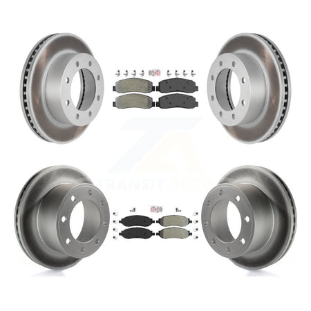 Front Rear Semi-Metallic Pad Coated Disc Brake Rotors Kit For Ford F-350 Super Duty F-250 KGA-101304