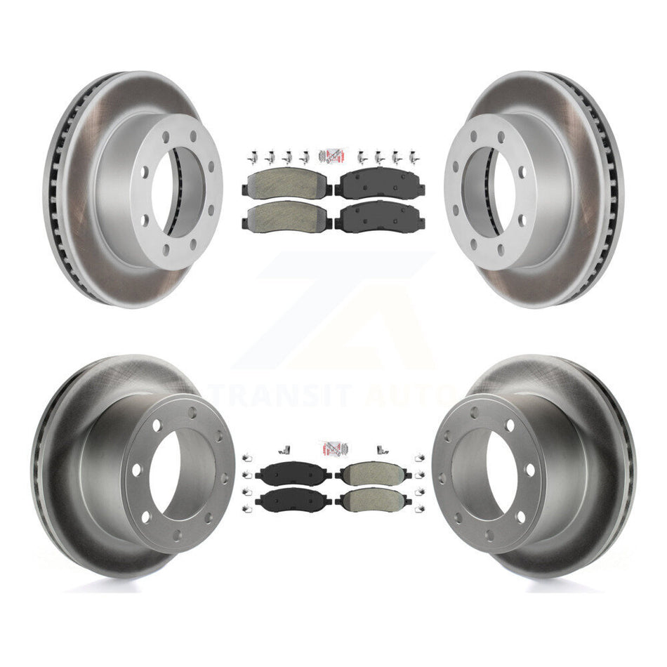 Front Rear Semi-Metallic Pad Coated Disc Brake Rotors Kit For Ford F-350 Super Duty F-250 KGA-101304