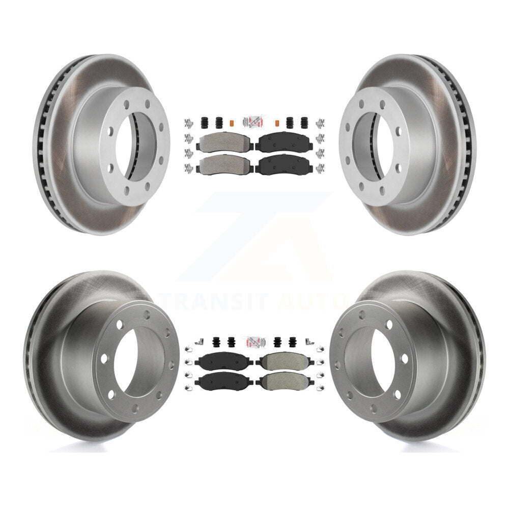 Front Rear Semi-Metallic Pad Coated Disc Brake Rotors Kit For Ford F-350 Super Duty F-250 KGA-101305