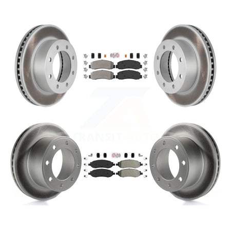 Front Rear Semi-Metallic Pad Coated Disc Brake Rotors Kit For Ford F-350 Super Duty F-250 KGA-101305