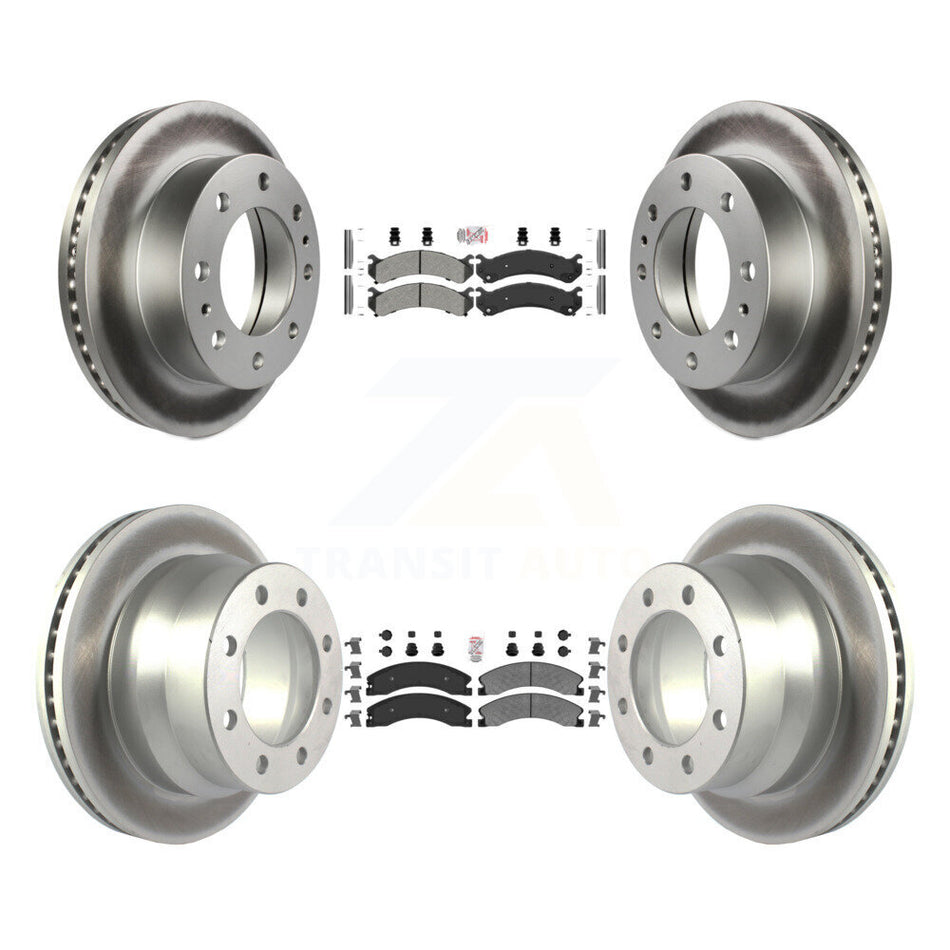 Front Rear Semi-Metallic Pad Coated Brake Rotor Kit For Chevrolet Express 4500 GMC Savana KGA-101353