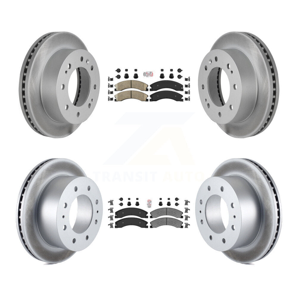 Front Ceramic Rear Semi-Metallic Pad Coated Brake Rotor Kit For GMC Chevrolet Sierra 2500 KGA-101362
