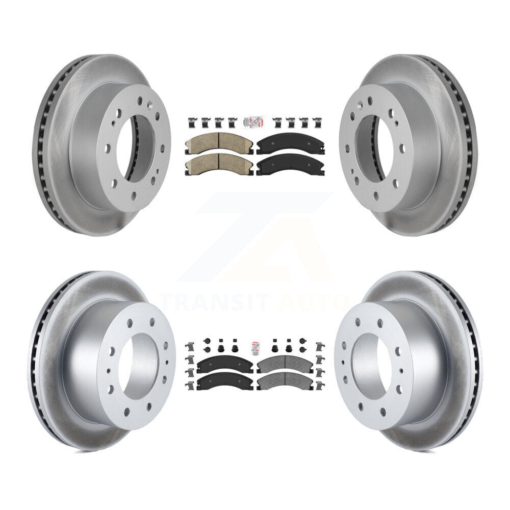 Front Ceramic Rear Semi-Metallic Pad Coated Brake Rotor Kit For GMC Chevrolet Sierra 2500 KGA-101364