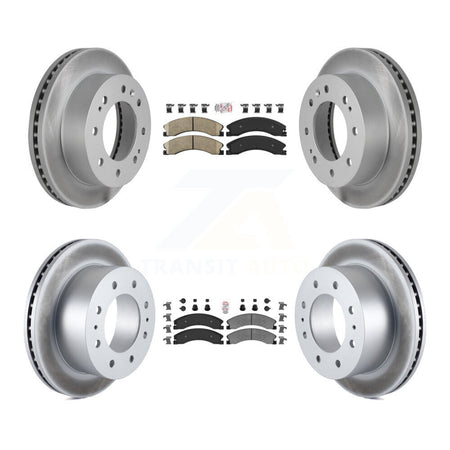 Front Ceramic Rear Semi-Metallic Pad Coated Brake Rotor Kit For GMC Chevrolet Sierra 2500 KGA-101364