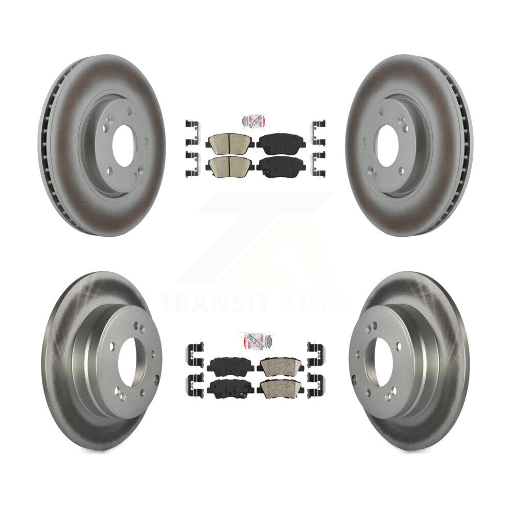 Front Rear Ceramic Pads And Coated Disc Brake Rotors Kit For Hyundai Sonata Kia Optima KGA-101411