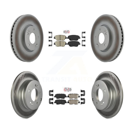 Front Rear Ceramic Pads And Coated Disc Brake Rotors Kit For Hyundai Sonata Kia Optima KGA-101411