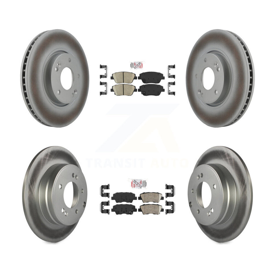 Front Rear Ceramic Pads And Coated Disc Brake Rotors Kit For Hyundai Sonata Kia Optima KGA-101411