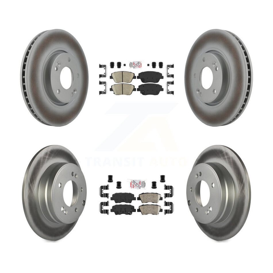 Front Rear Ceramic Pads And Coated Disc Brake Rotors Kit For Hyundai Sonata Kia Optima KGA-101414