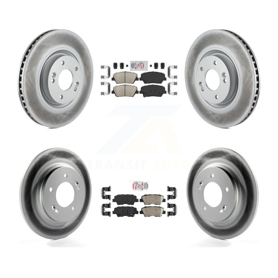 Front Rear Ceramic Pad & Coated Disc Brake Rotors Kit For 2016-2017 Hyundai Azera Limited KGA-101421