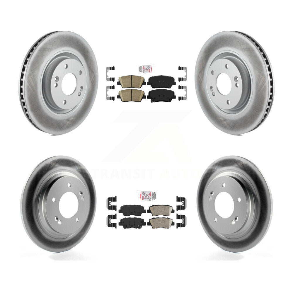 Front Rear Ceramic Pad & Coated Disc Brake Rotors Kit For 2016-2017 Hyundai Azera Limited KGA-101422