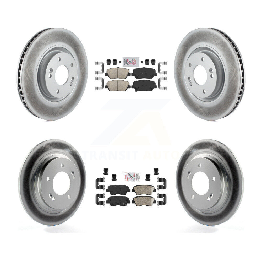 Front Rear Ceramic Pad & Coated Disc Brake Rotors Kit For 2016-2017 Hyundai Azera Limited KGA-101423