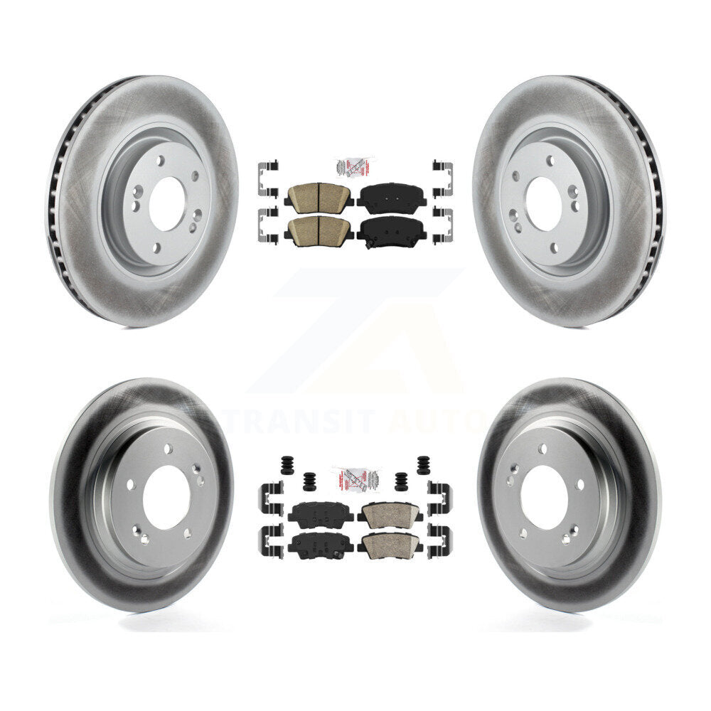 Front Rear Ceramic Pad & Coated Disc Brake Rotors Kit For 2016-2017 Hyundai Azera Limited KGA-101424