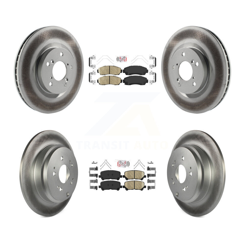 Front Rear Ceramic Pads And Coated Disc Brake Rotors Kit For 2011-2014 Honda Odyssey KGA-101453