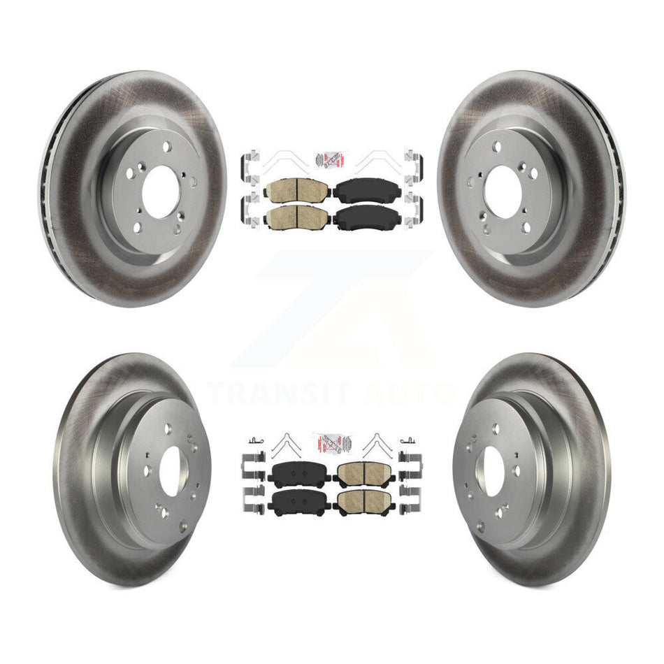 Front Rear Ceramic Pads And Coated Disc Brake Rotors Kit For 2011-2014 Honda Odyssey KGA-101453