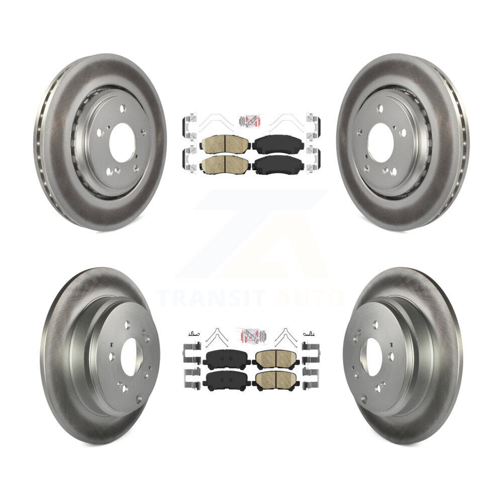 Front Rear Ceramic Pads And Coated Disc Brake Rotors Kit For 2015-2017 Honda Odyssey KGA-101457