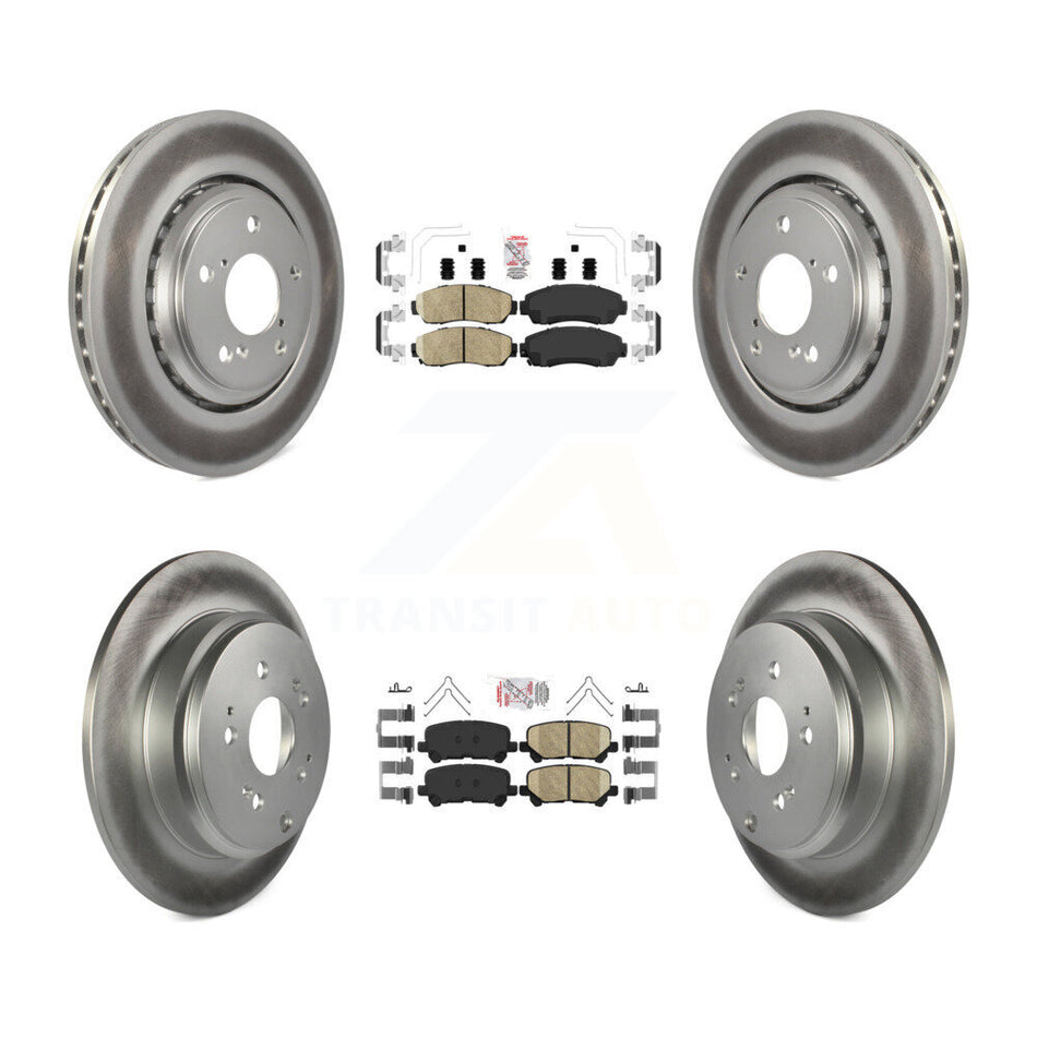Front Rear Ceramic Pads And Coated Disc Brake Rotors Kit For 2015-2017 Honda Odyssey KGA-101458