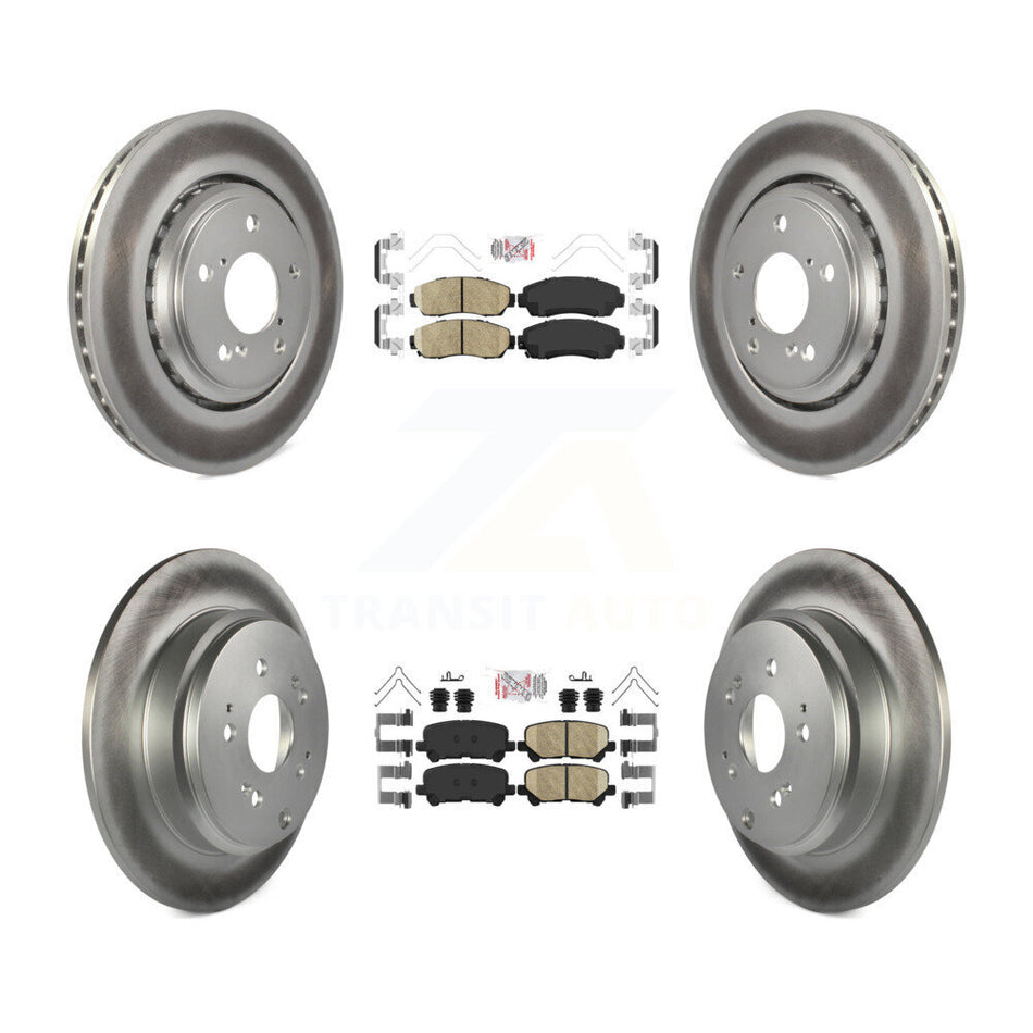 Front Rear Ceramic Pads And Coated Disc Brake Rotors Kit For 2015-2017 Honda Odyssey KGA-101459