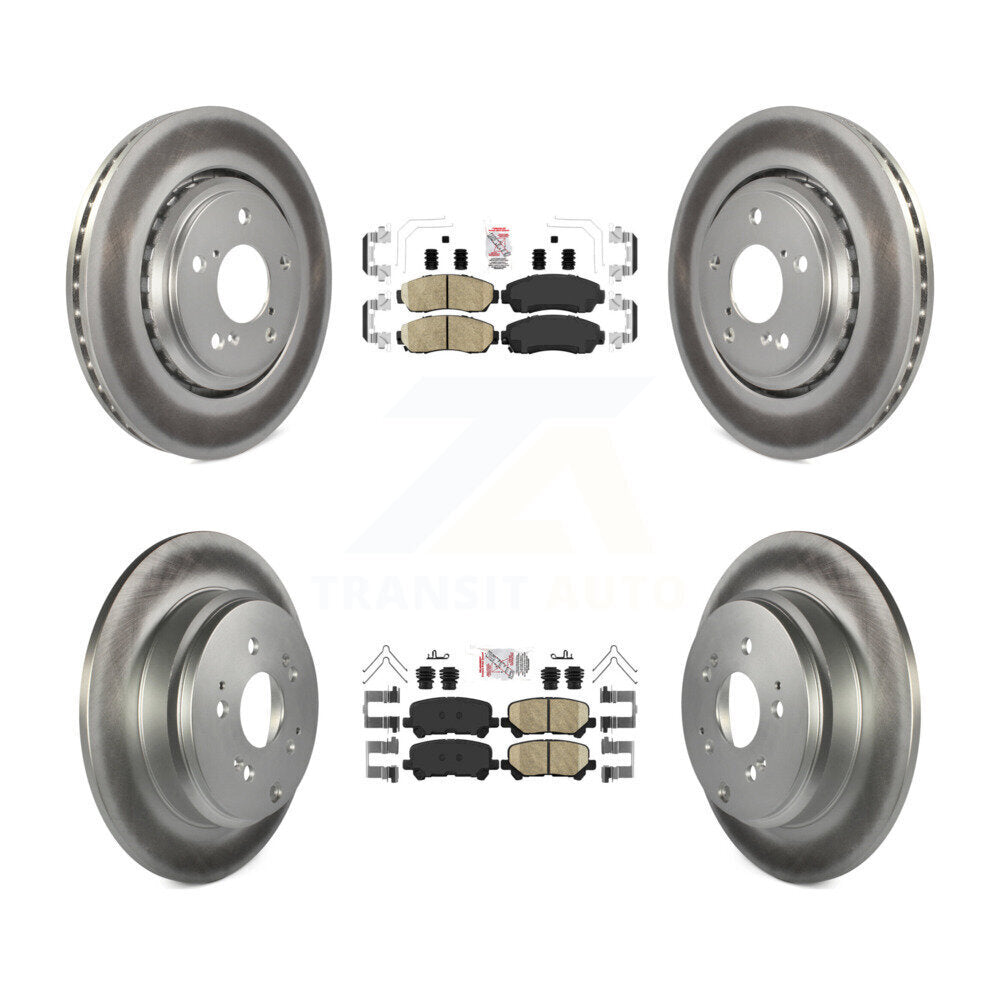 Front Rear Ceramic Pads And Coated Disc Brake Rotors Kit For 2015-2017 Honda Odyssey KGA-101460